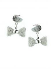 Silver Plated Metal Mesh Bow Eearring (!)
